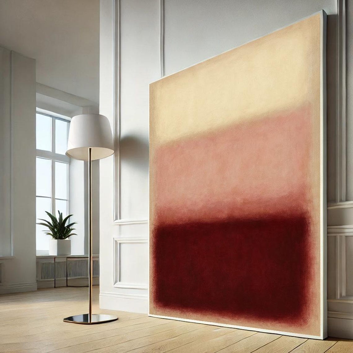 Mark Rothko Inspired Beige Rose Deep Red Color Field Abstract Poster