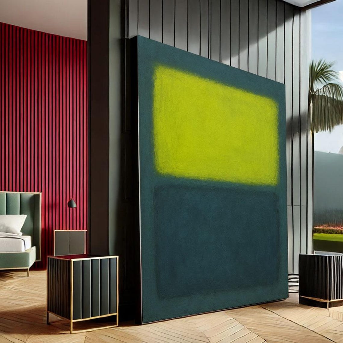 Mark Rothko Style Yellow Teal Color Field Abstract Art Poster