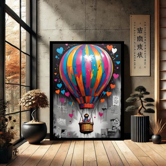 Balloon Graffiti Heart Child Modern Wall Art Canvas Print Painting Abstract Decor For Home