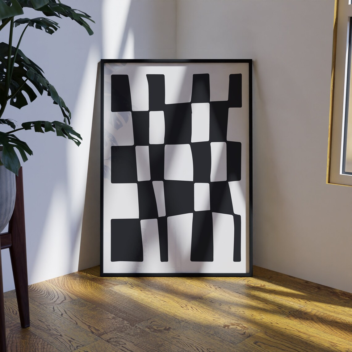 Black Square Abstract, Minimalist Hallway Poster - Image 3