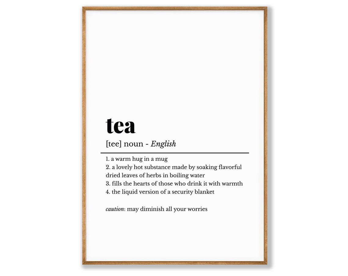 Tea Funny Dictionary Definition Warm Hug in a Mug Quote Poster