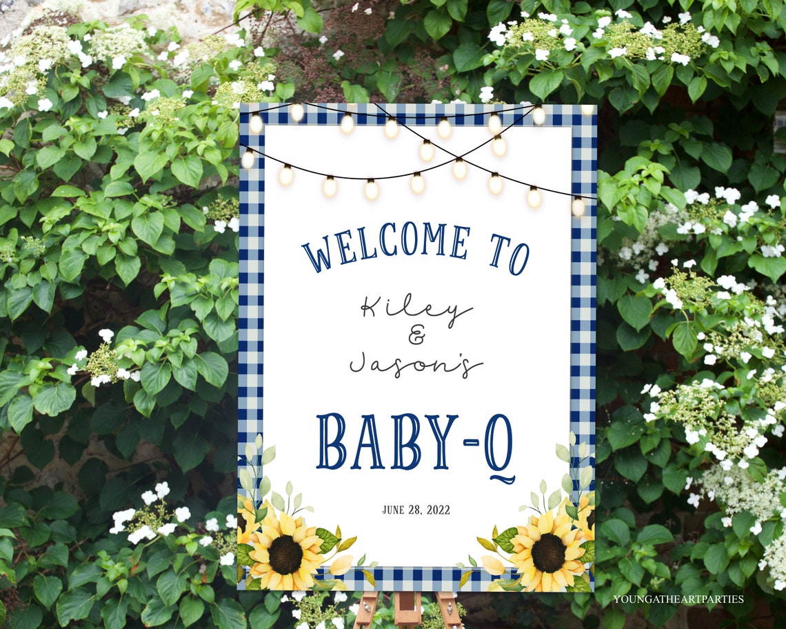 Navy Blue Babyq Welcome Sign Editable Baby Q Shower Sign Bbq Baby Shower Sign Barbecue Baby Shower Poster Couples Baby Shower Sign - Image 5