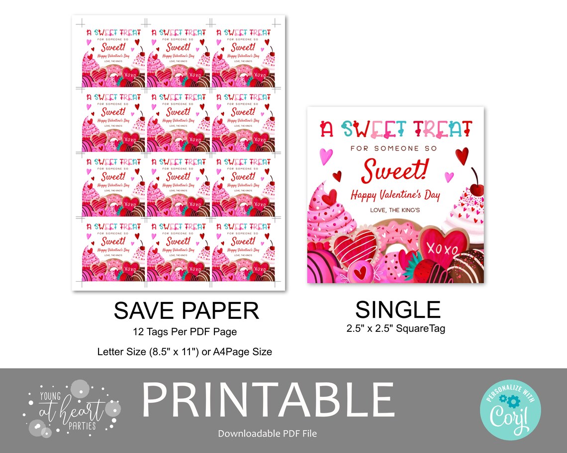 Valentines Day Sweet Treat Cupcakes Sweets Gift Tag Card Print - Image 2