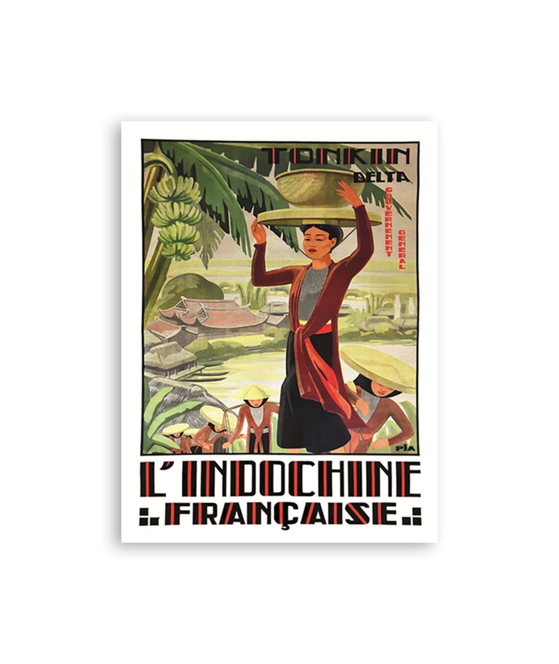 Tonkin Delta Vietnam Harvest Woman Vintage French Indochina Poster