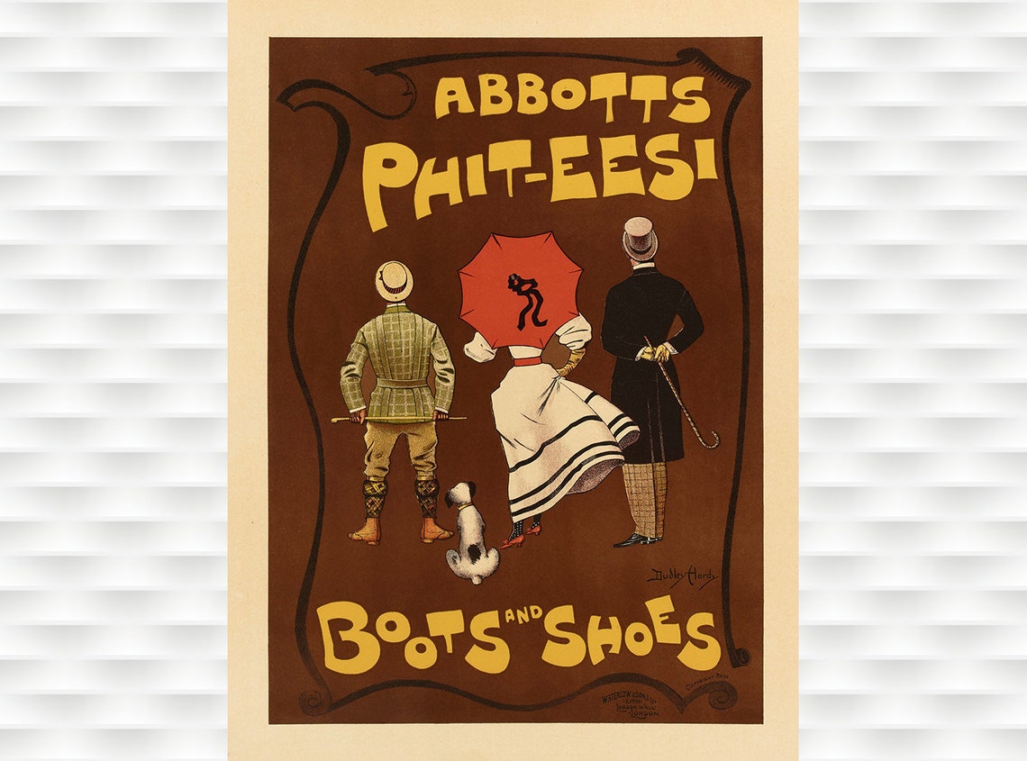 Abbotts Phit Eesi Boots and Shoes 1899 Vintage Golf Ad Poster