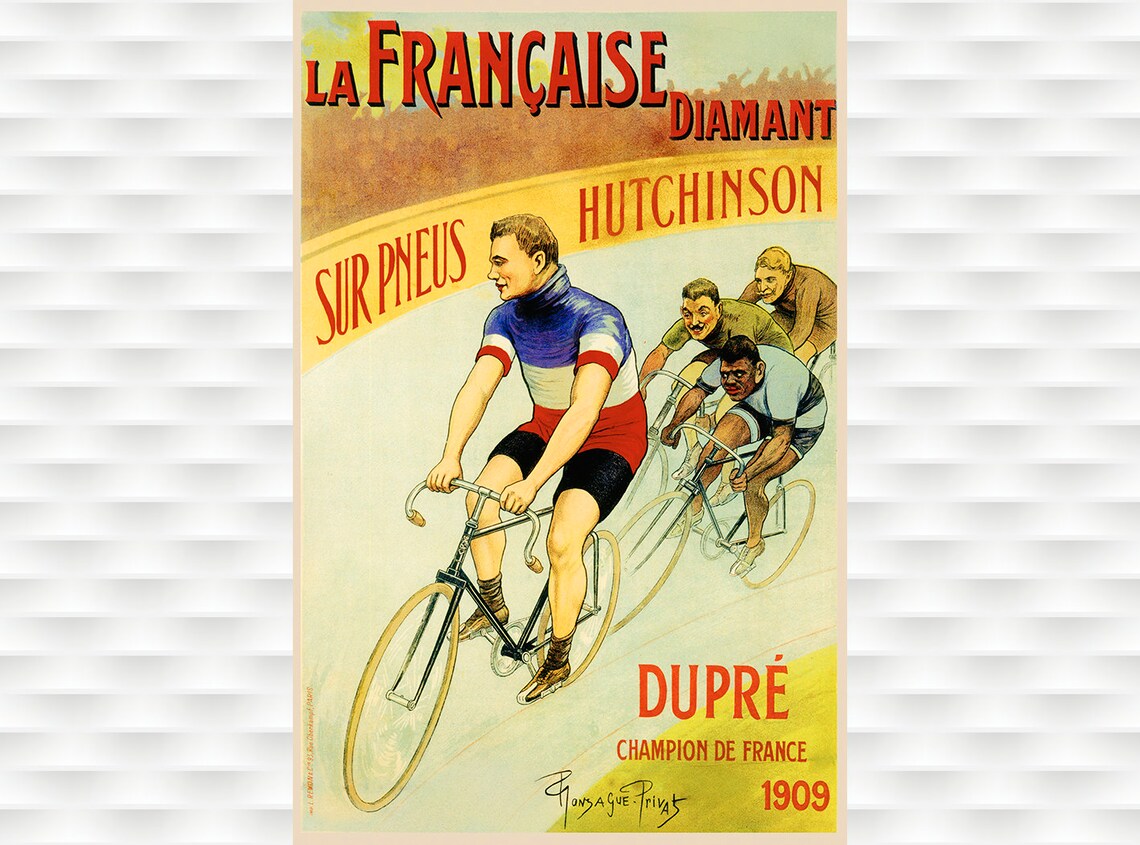 Dupre Champion de France 1909 La Francaise Diamant Bicycle Poster