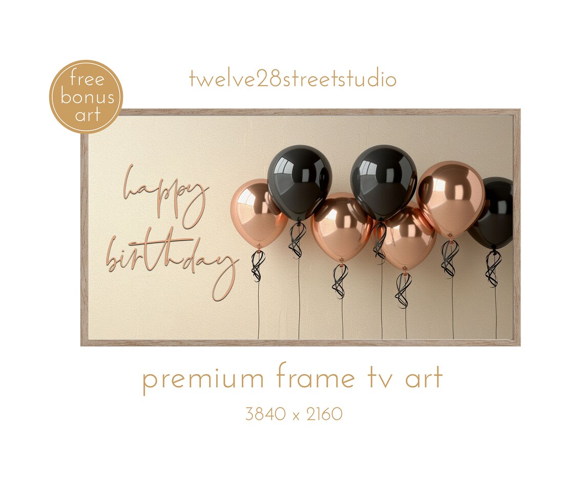 Happy Birthday Frame TV Art Print, Birthday Decor