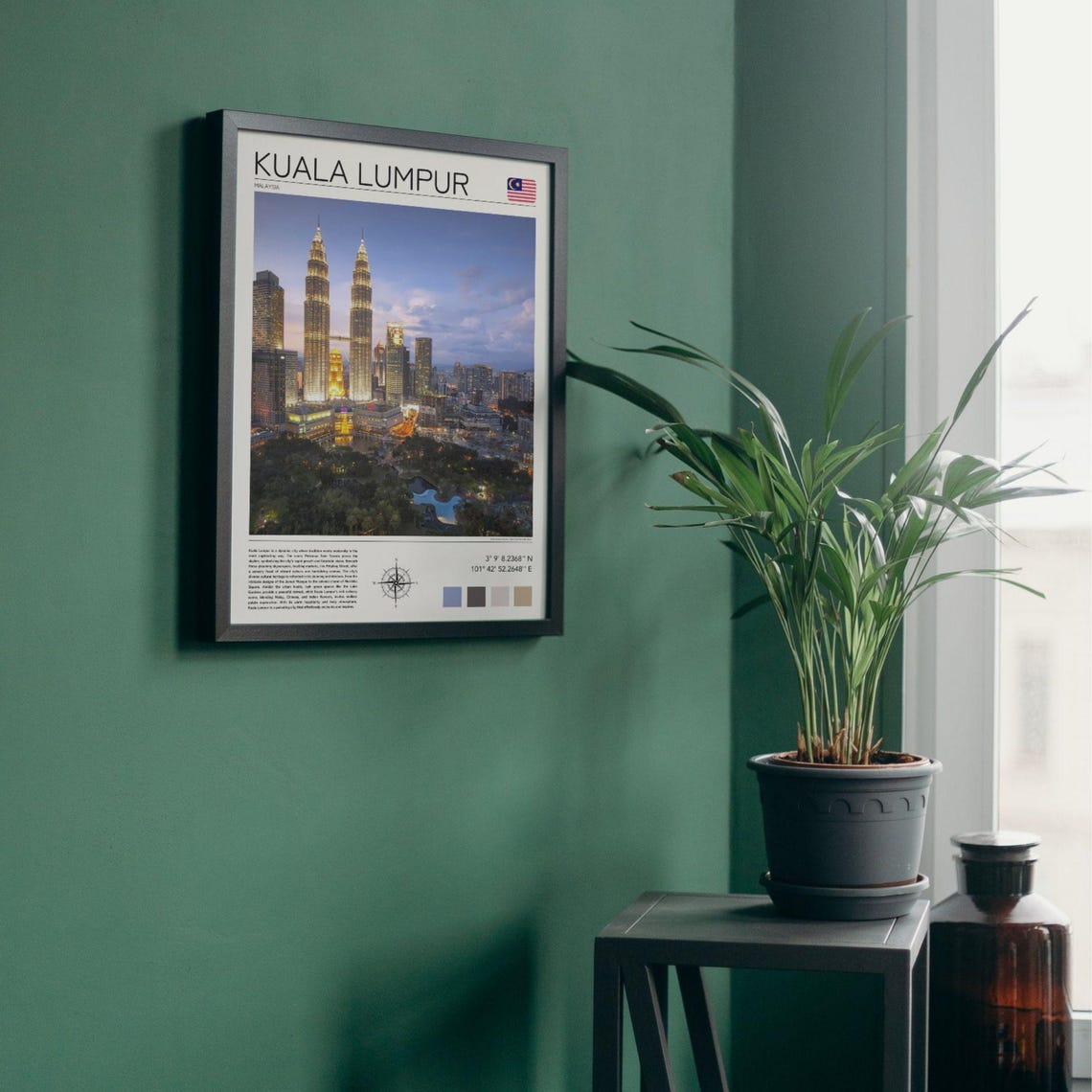 Kuala Lumpur Malaysia Petronas Towers Night Skyline Travel Poster - Image 2