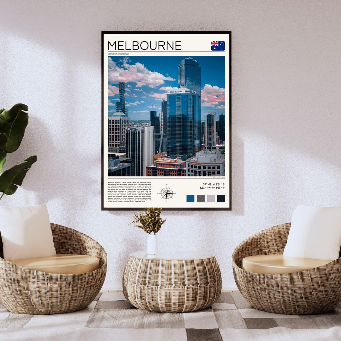 Melbourne Australia Skyline Towers Modern Cityscape Travel Poster - Image 2