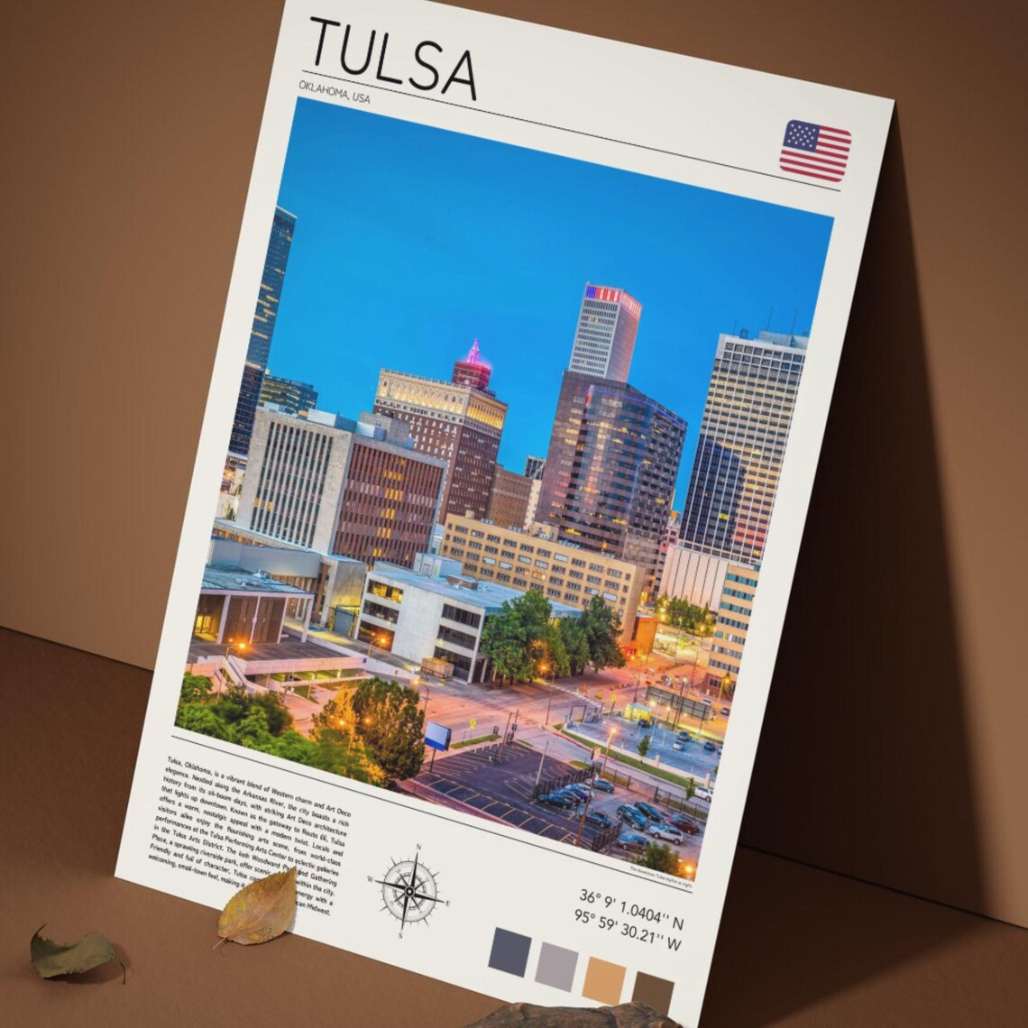 Tulsa Oklahoma Skyline Blue Hour Downtown City Lights Poster - Image 4