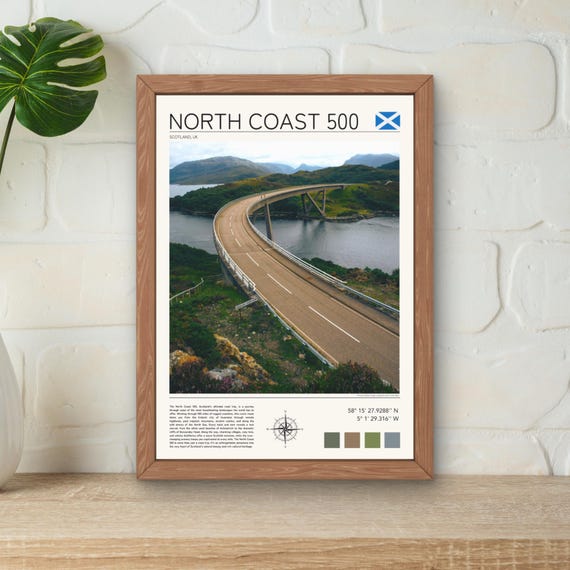 North Coast 500 Print North Coast 500 Wall Art Scotland Road Trip Print Kylesku Bridge Print Nc500 Artwork North Coast 500 Drive Print