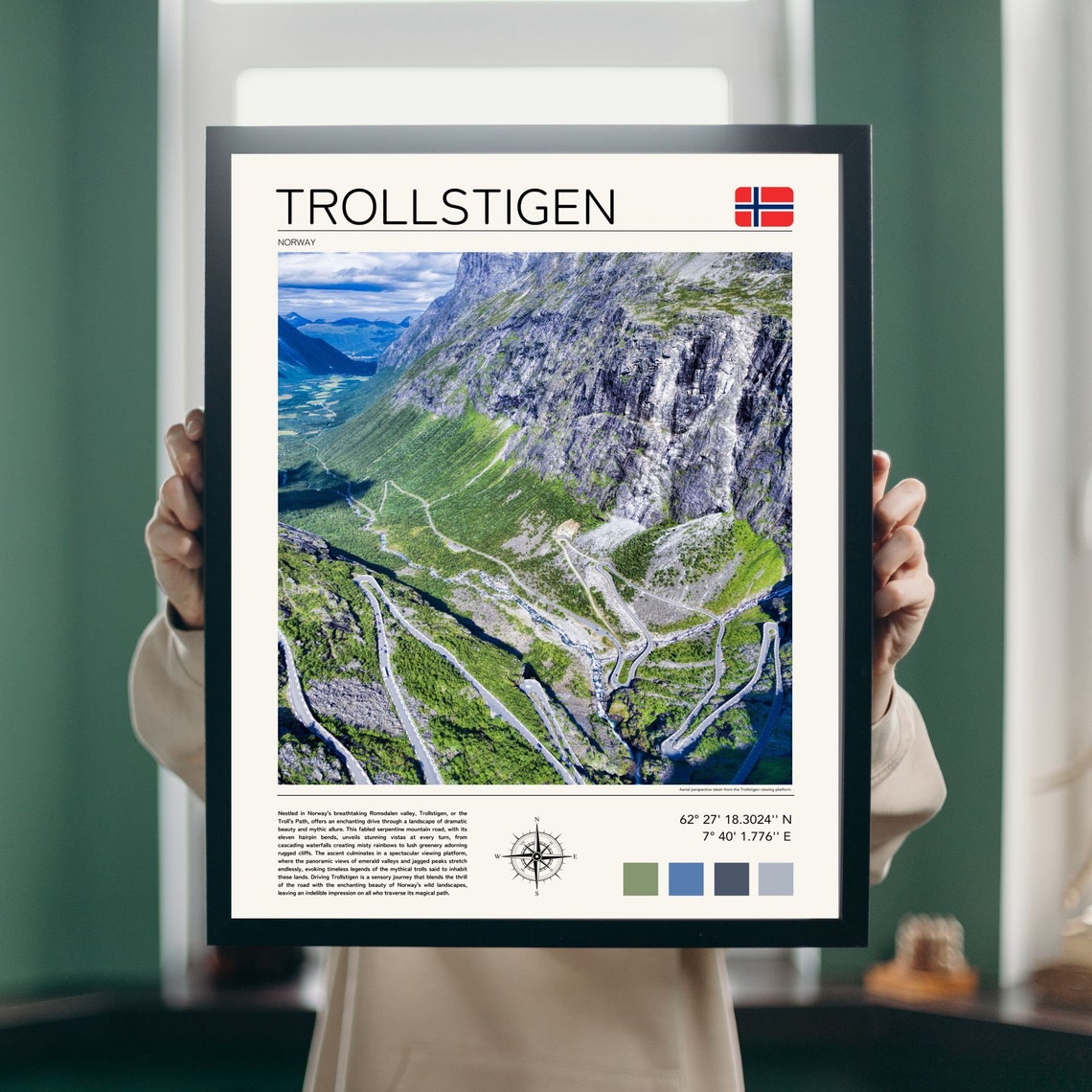 Trollstigen Norway Aerial Winding Mountain Road Switchbacks Poster - Image 4
