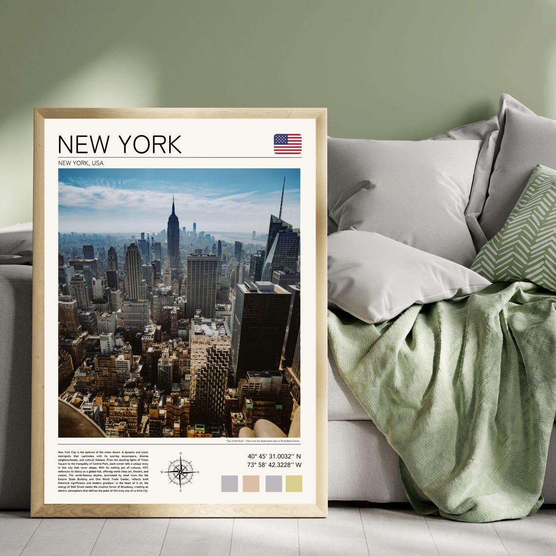 New York Poster New York City Print Nyc Wall Art New York Skyline Print New York From Above Art New York Cityscape Skyscaper Print - Image 4