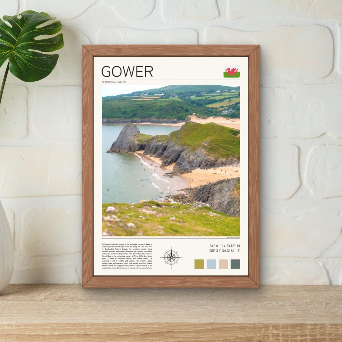 Gower Wales Dramatic Coastal Cliffs Beach Minimalist Travel Poster