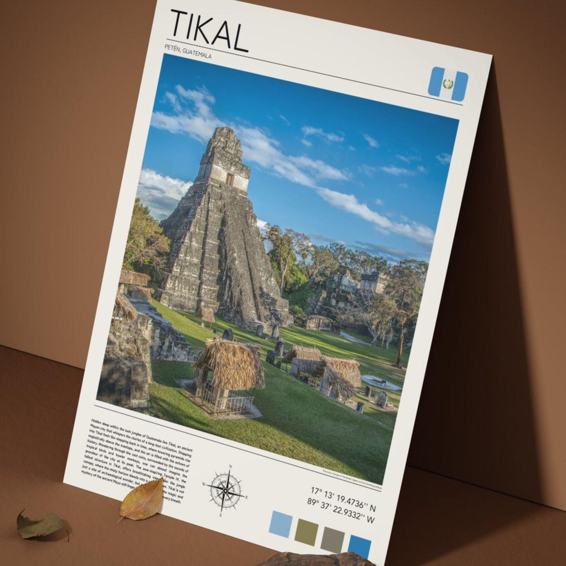 Tikal Guatemala Mayan Ruins Jungle Pyramid Temple Travel Poster - Image 5