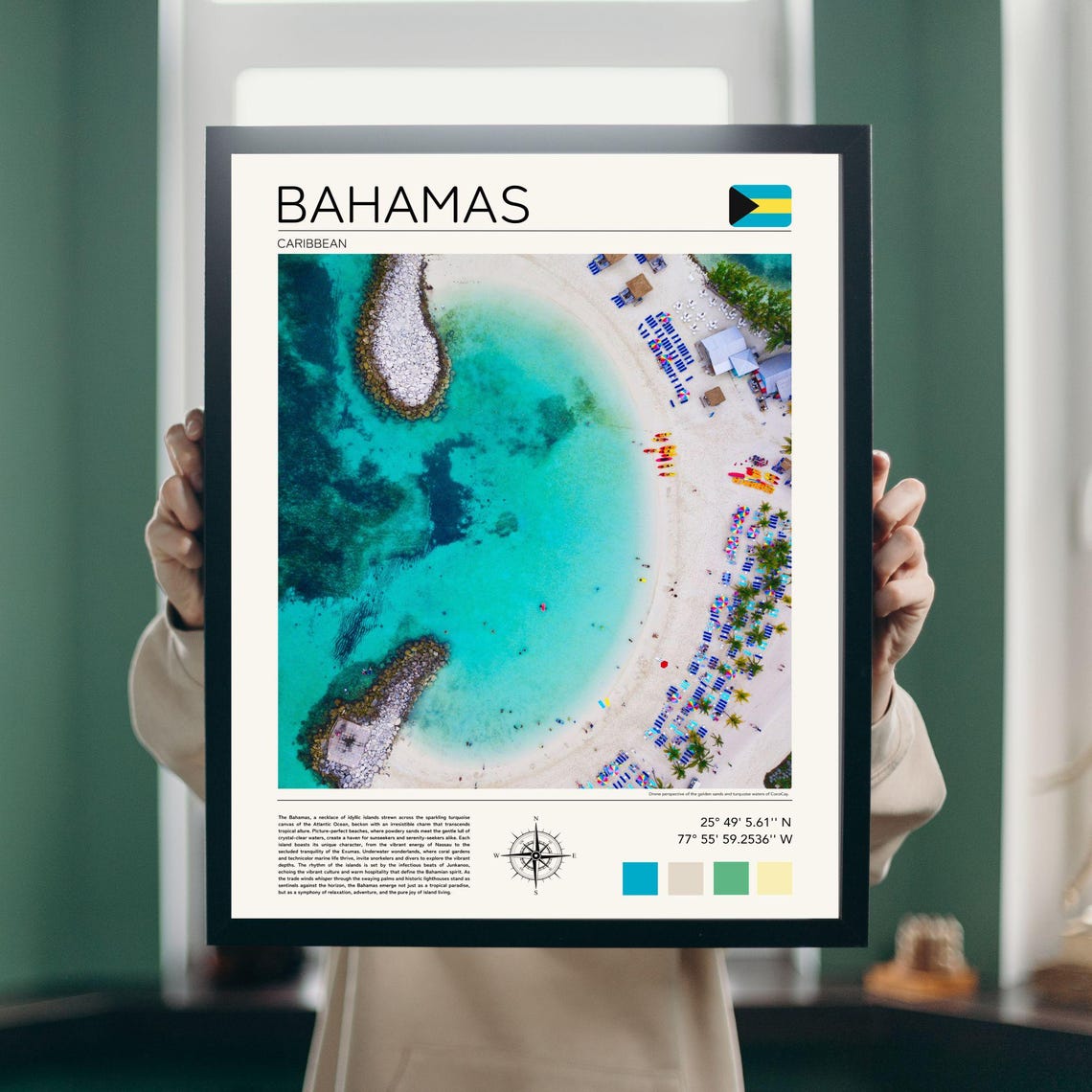 Bahamas Caribbean Aerial Turquoise Beach White Sand Island Poster - Image 4