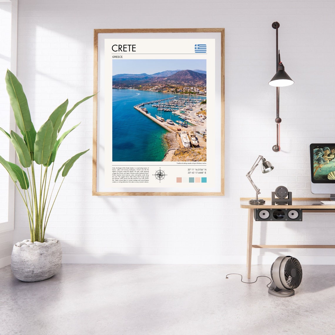 Crete Greece Agios Nikolaos Marina Sailing Boats Harbor View Poster - Image 2