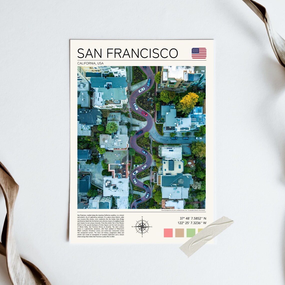 San Francisco Lombard Street Drone View Crooked Street Aerial Poster - Image 4