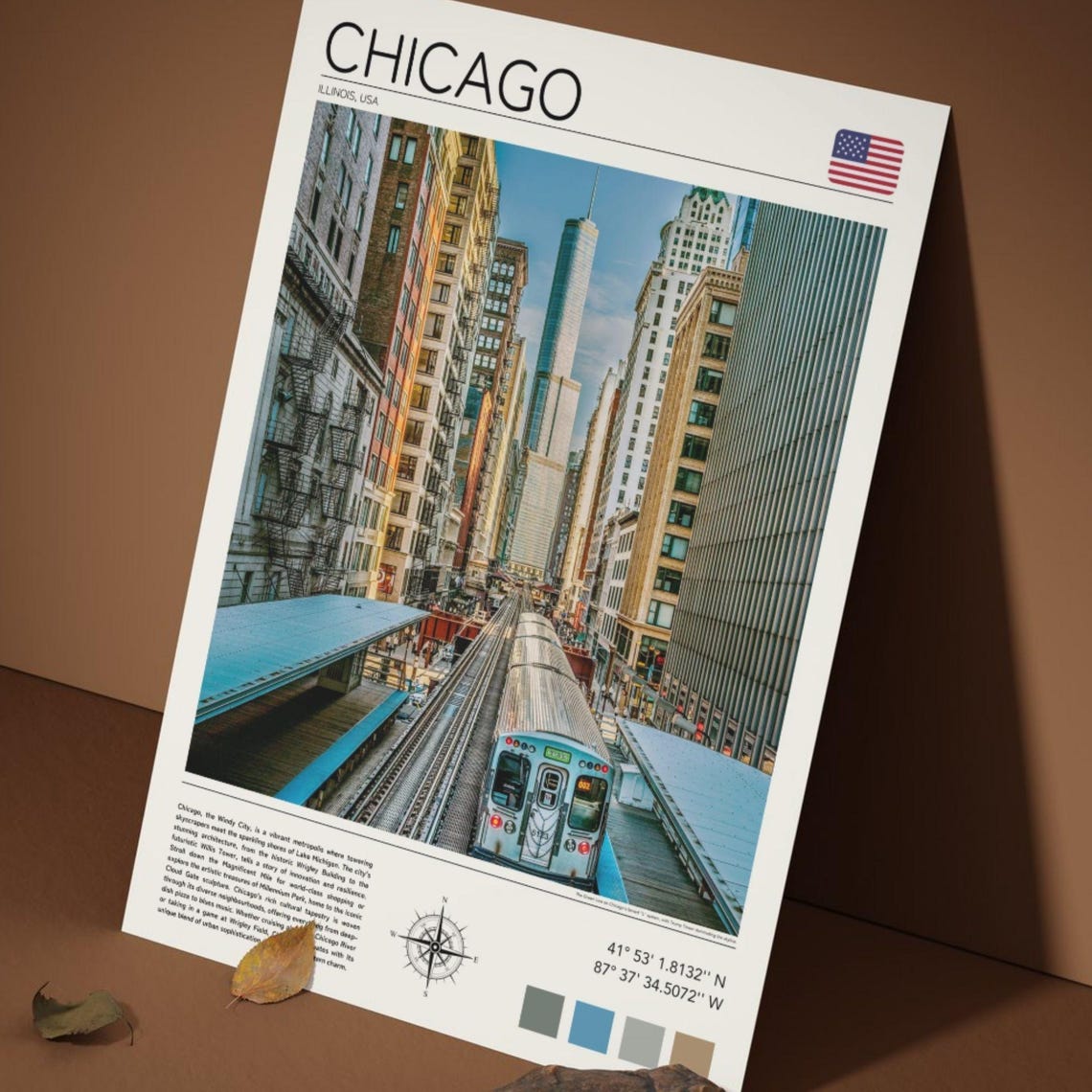 Chicago Illinois Elevated Train Loop Downtown Skyline Travel Poster - Image 4