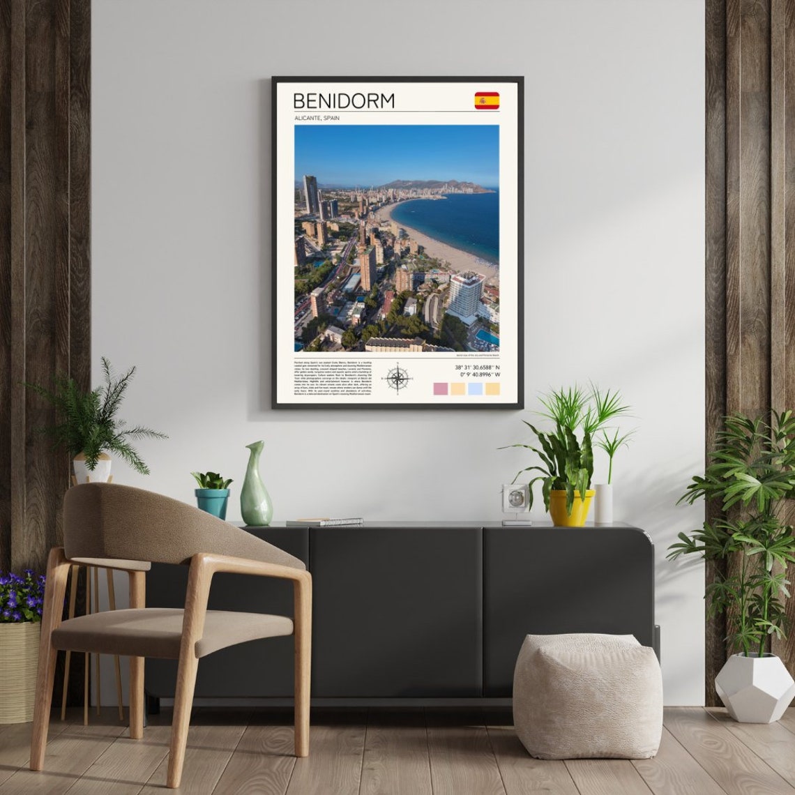 Benidorm Spain Alicante Coast Skyline Beach Aerial Travel Poster - Image 4