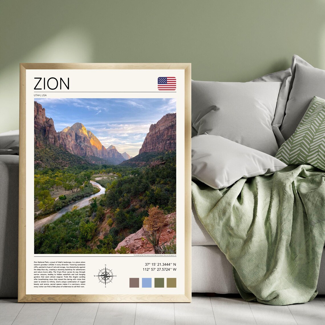 Zion National Park Utah Red Rock Canyon Scenic Overlook Poster - Image 4