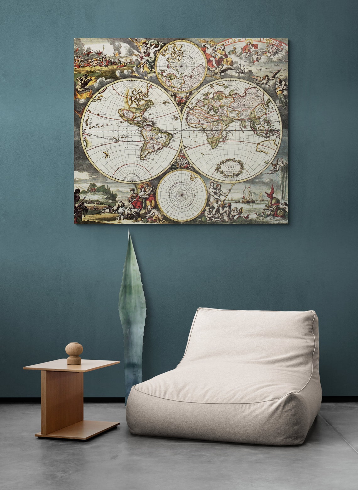 Antique World Map Sepia Parchment Classic Geographic Decor Wall Poster - Image 2