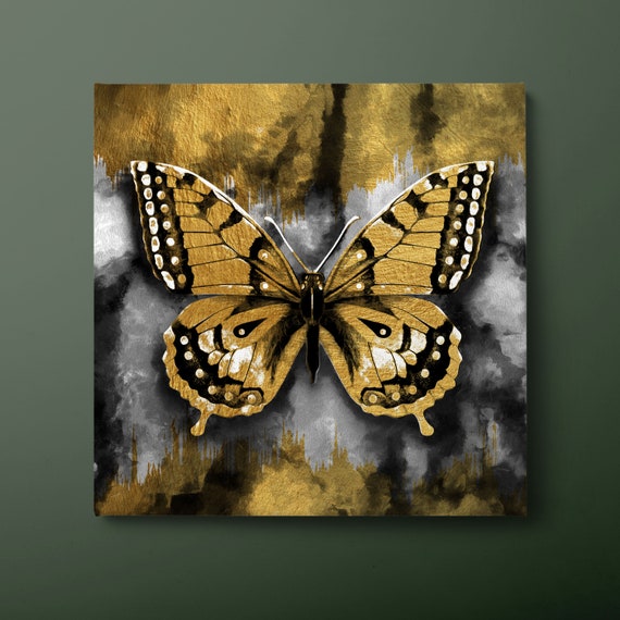 Yellow Butterfly Wall Art Mustard Butterfly Print Animal Painting Ready To Hang