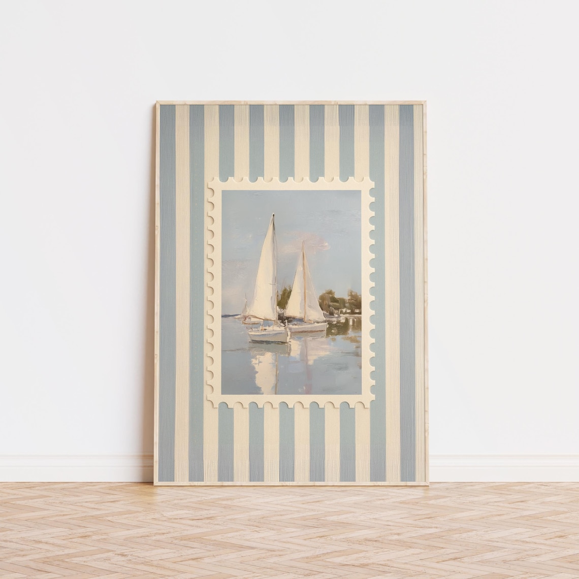 Sailing Striped Poster, Coastal Living Room Art Print