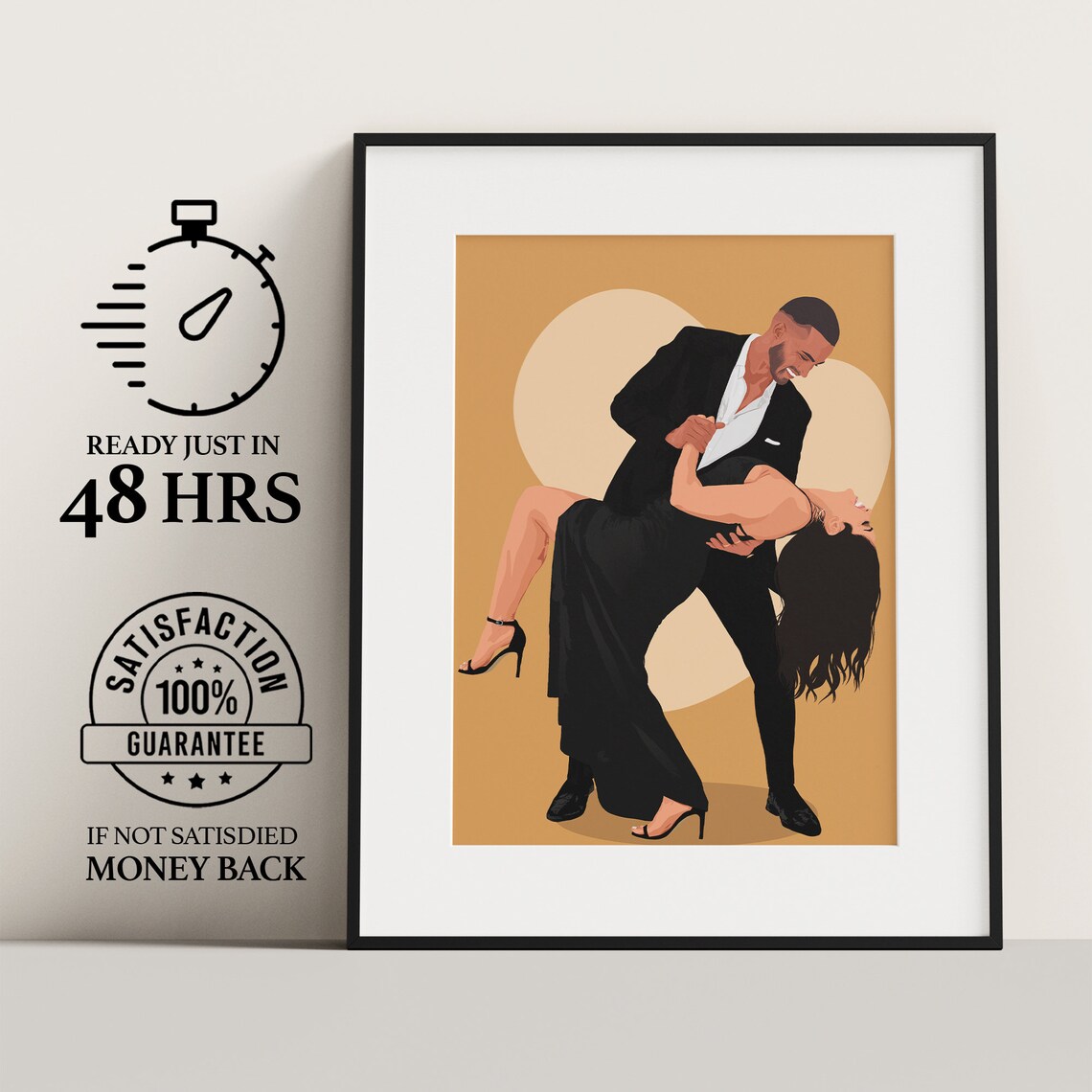 Custom Engagement Gift Couple Faceless Portrait