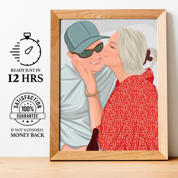 Personalized Gift Couple Portrait Print Custom Wall Art Gift For Her Minimalist Gift Gift For Friend Bff Gift