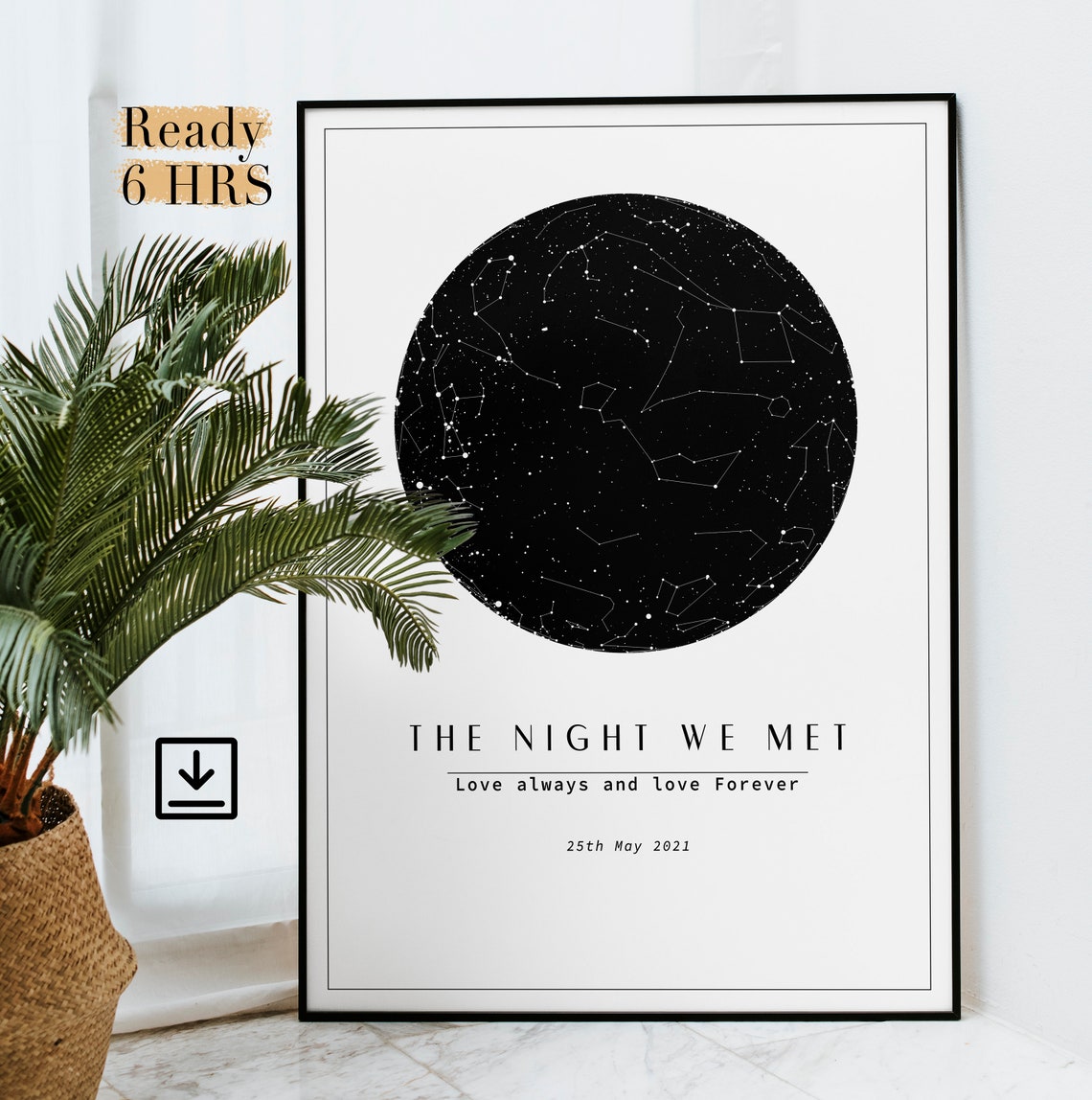 Custom Black Night Sky Star Map The Night We Met Keepsake Print