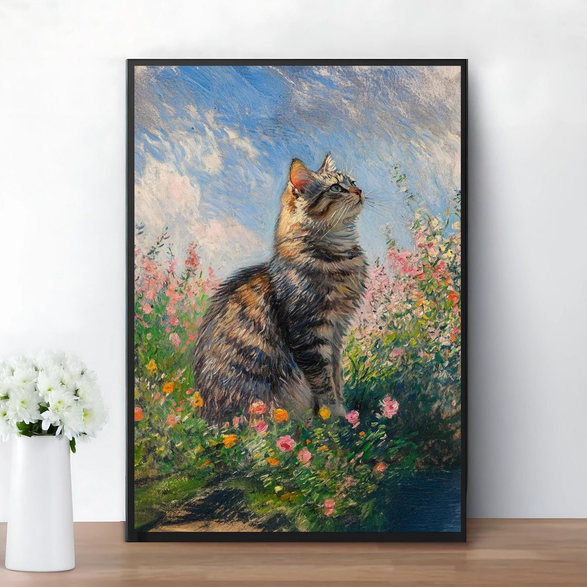 Cat Garden, Monet-Inspired Art Print for Living Rooms - Image 3