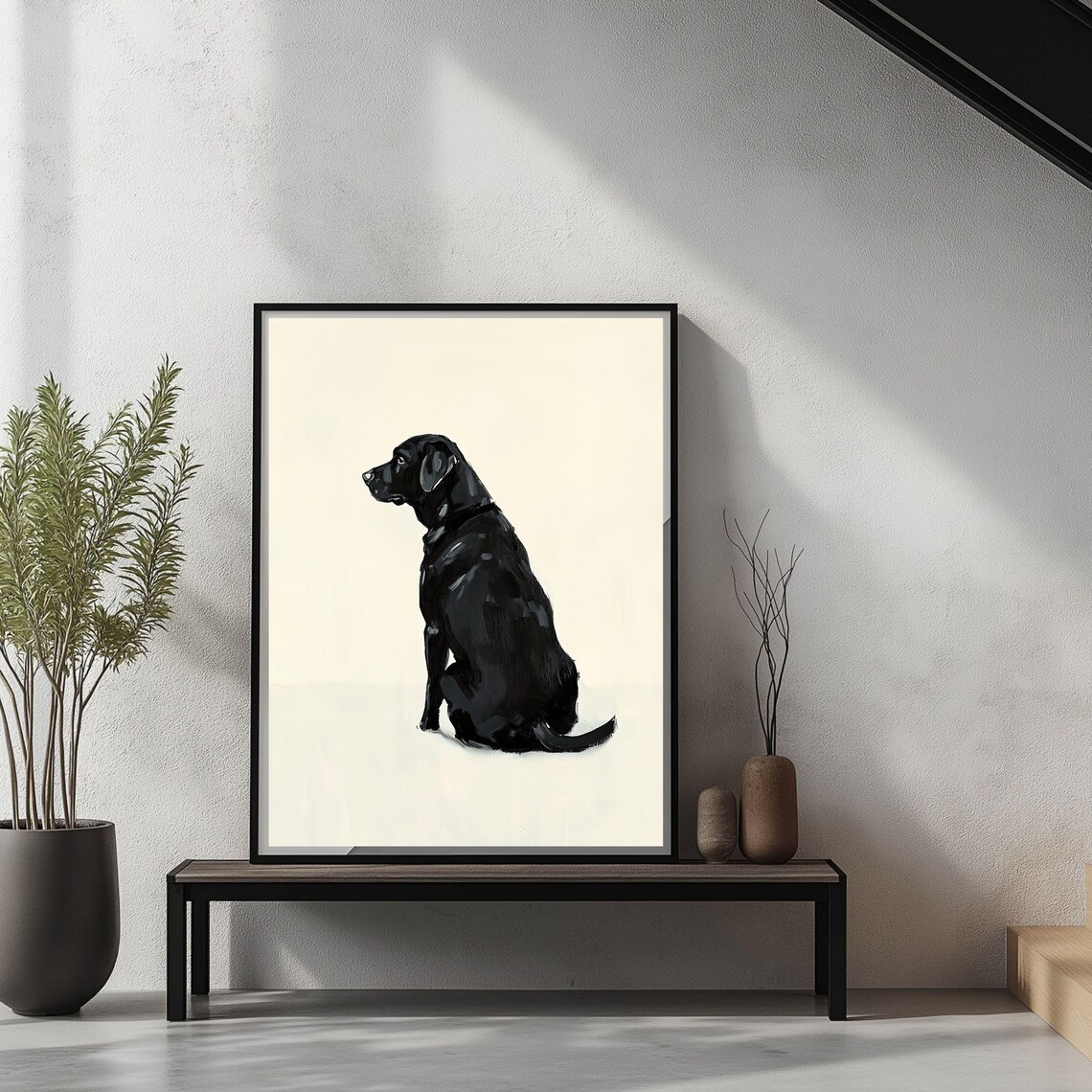 Black Labrador Dog Minimalist Portrait Art Print - Image 3
