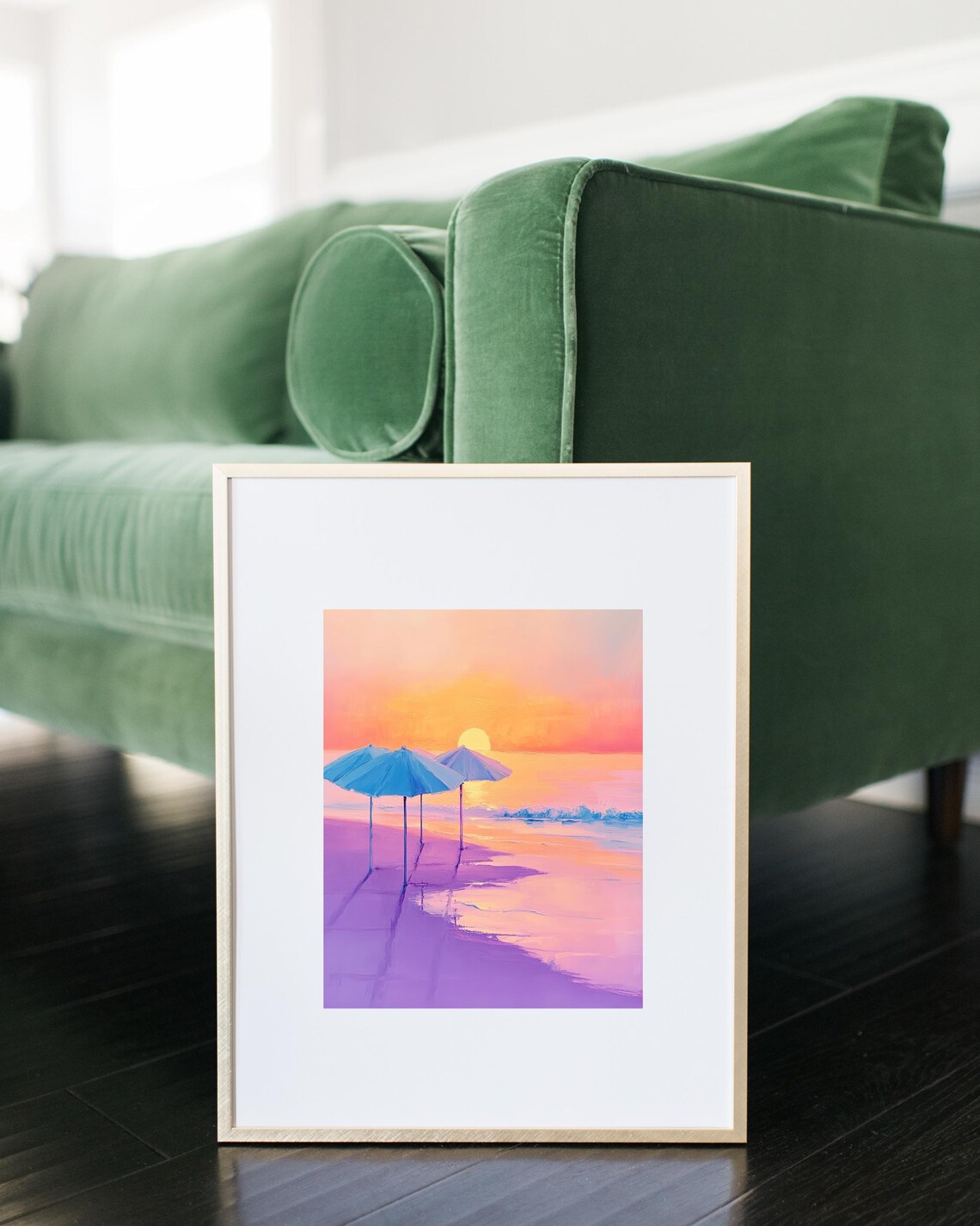 Beach Sunset Art Print, Coastal Ocean Landscape - Image 3