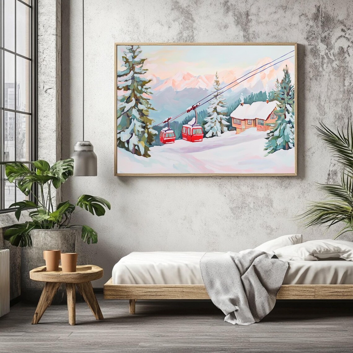 Winter Wonderland Ski Resort Art Print, Nordic Forest - Image 3