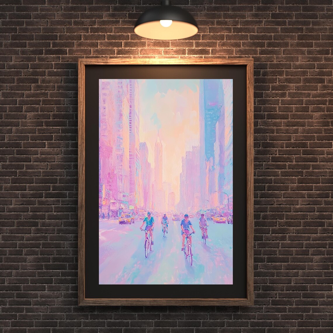 Urban Sunset Cityscape, Abstract Bicycle Skyline - Image 2