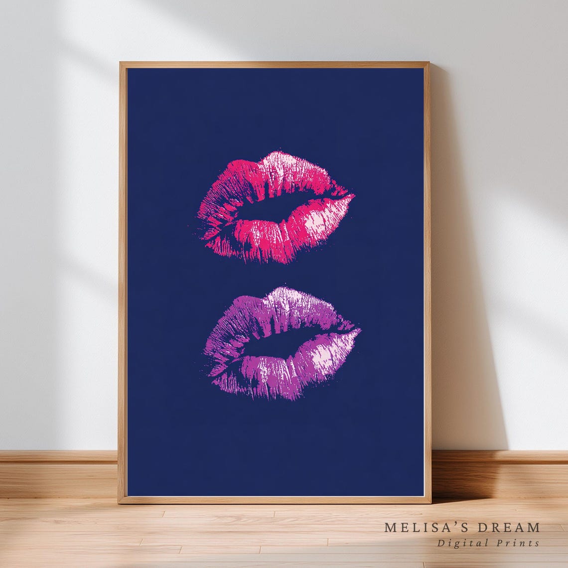 Pink Purple Lips Pop Art Print, Glam Fashion Decor