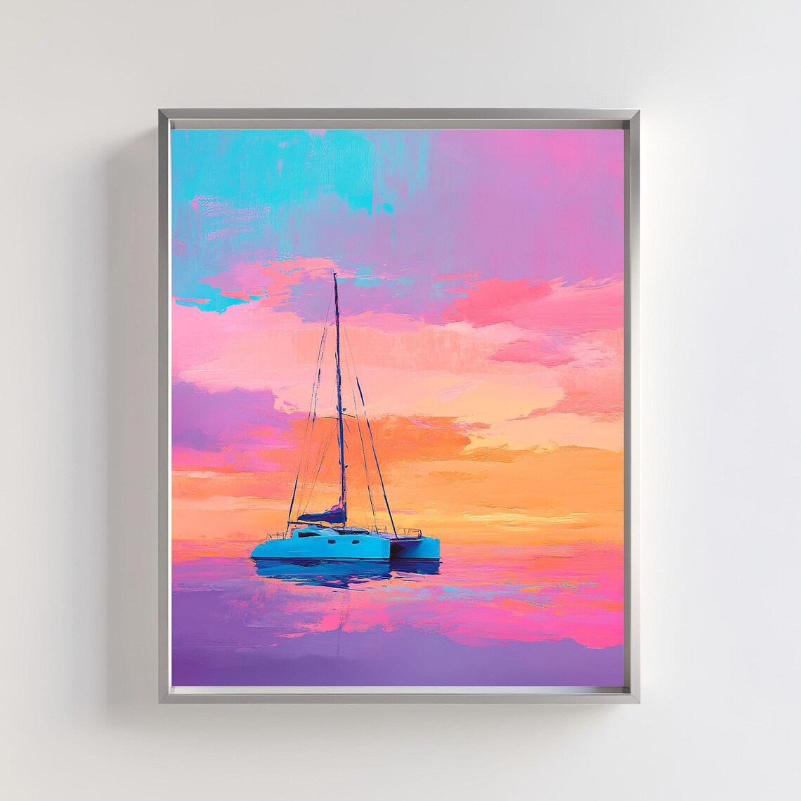 Sailboat Coastal Pastel Summer Seascape Art Print