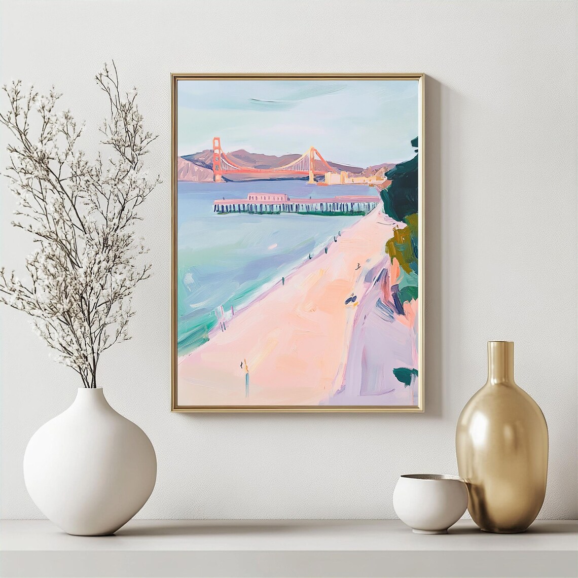 San Francisco Golden Gate Bridge Coastal Landscape Art Print - Image 2