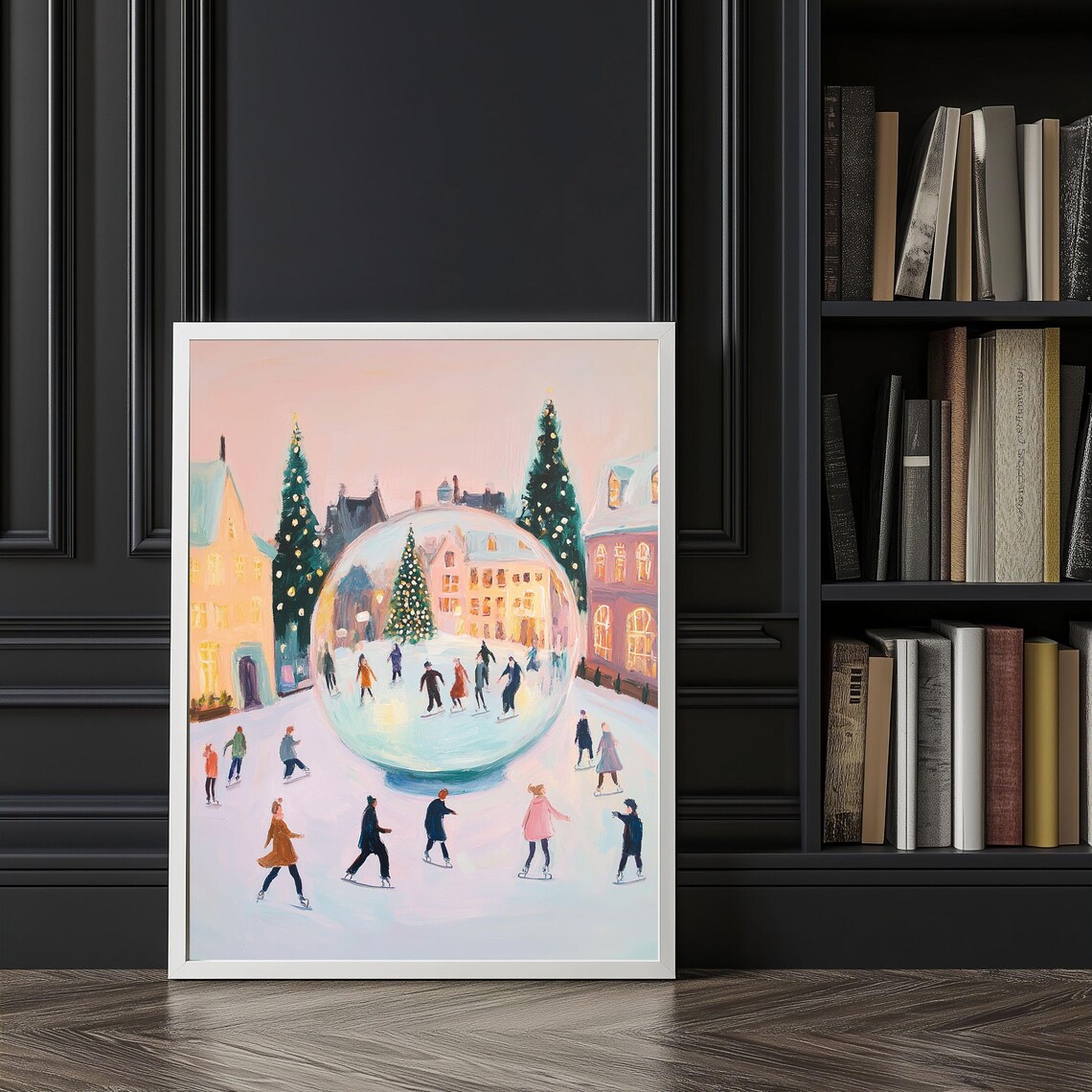 Christmas Snow Globe, Ice Skating Holiday Scene - Image 2