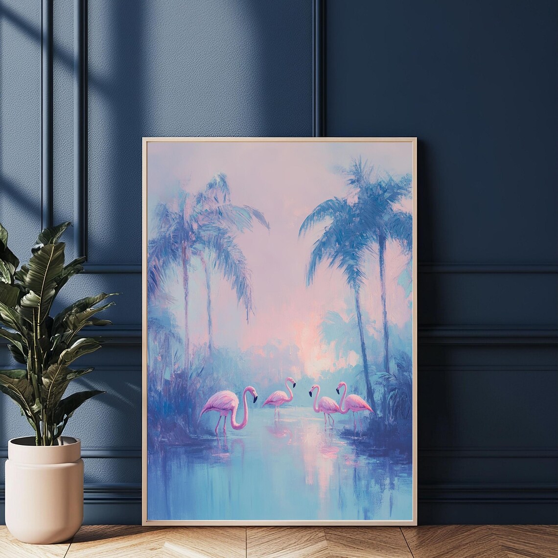 Tropical Flamingo, Boho Jungle Landscape Art Print - Image 5