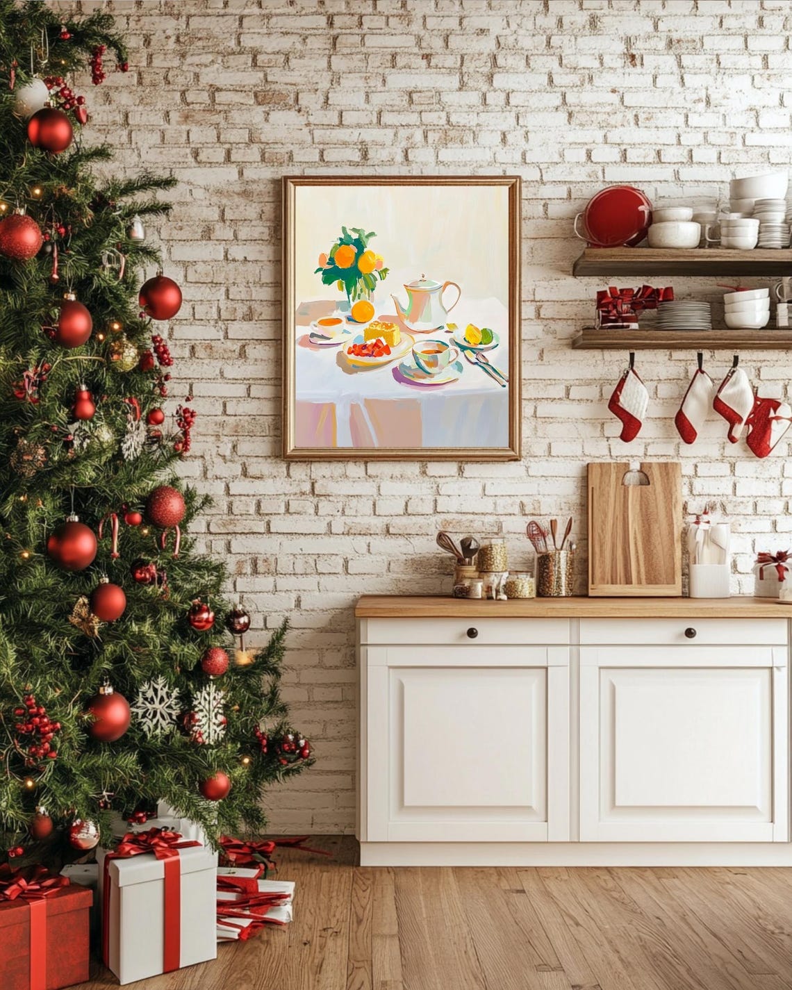 Pastel Breakfast Tea Table With Teapot And Citrus Still Life Poster - Image 3