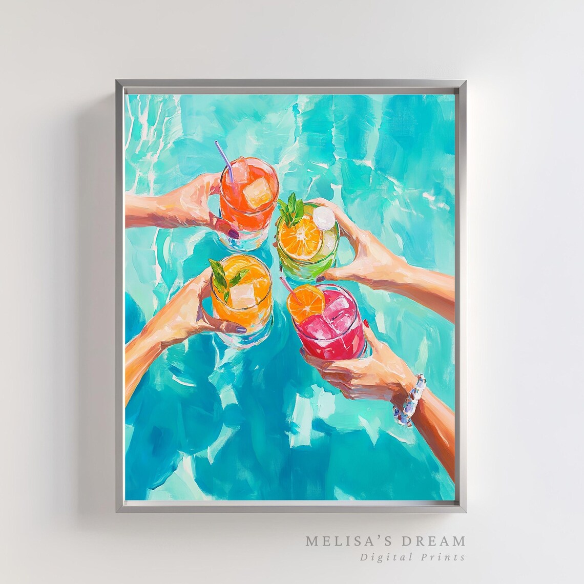 Summer Cocktail Print, Tropical Drink Painting