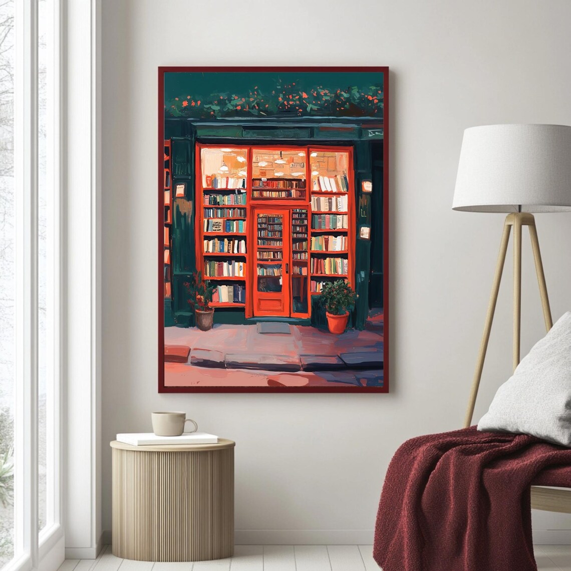 Bookstore Illustration, Cozy Bookshop Vintage Poster - Image 4