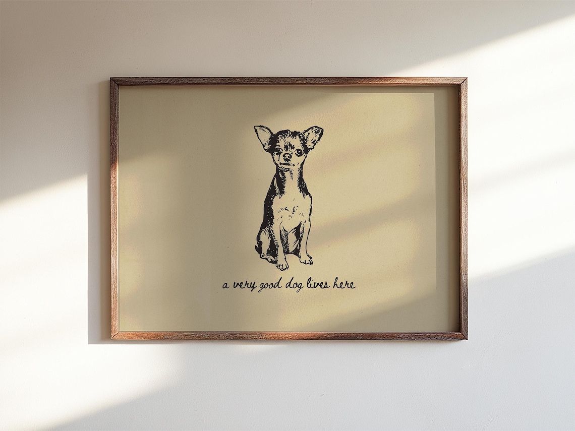 Chihuahua Art Print, Minimalist Line Apartment Decor