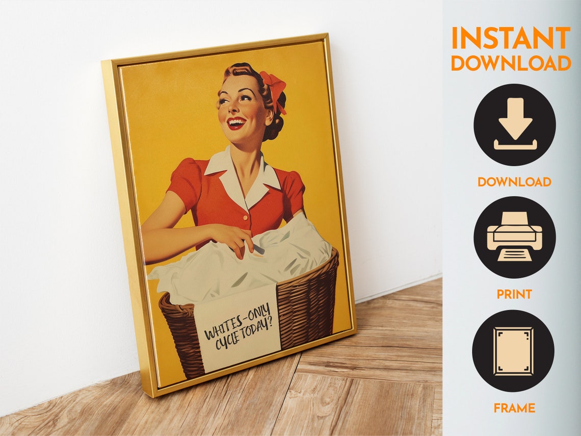 Whites Only Cycle Today Funny 50s Retro Laundry Room Art Poster - Image 6