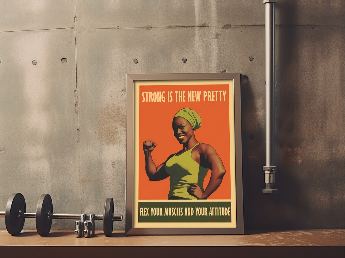 Strong Is The New Pretty Female Bodybuilding Gym Quote Poster - Image 4