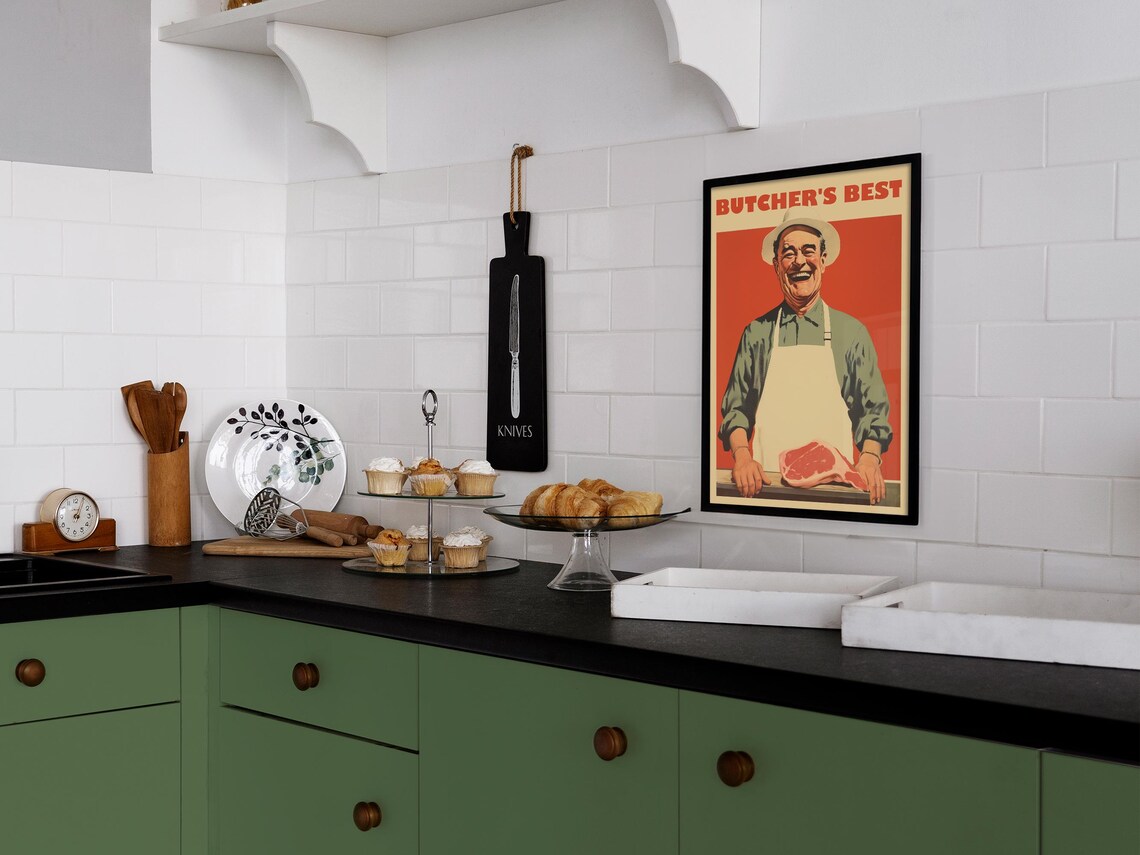 Butchers Best Jolly Butcher Steak Retro Vintage Ad Style Poster - Image 2