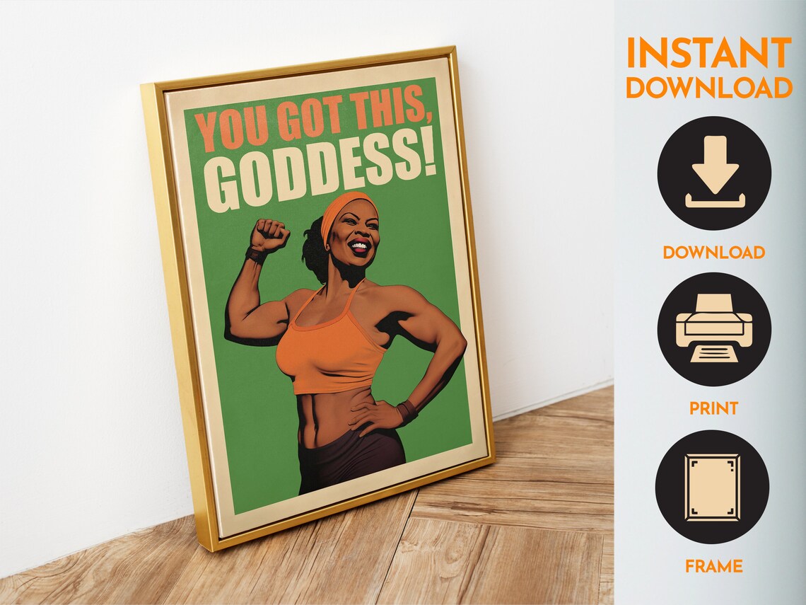 You Got This Poster Female Gym Wall Art Black Girl Print Fitness Poster Exercise Art Home Gym Decor Workout Room Decor - Image 6