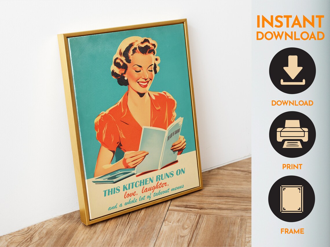 Retro Kitchen Typography Quote Art Print, 50s Style - Image 4